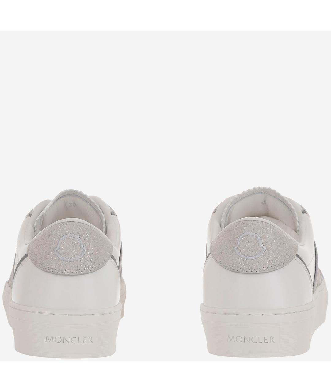 MONCLER Белые кожаные кроссовки, фото 4