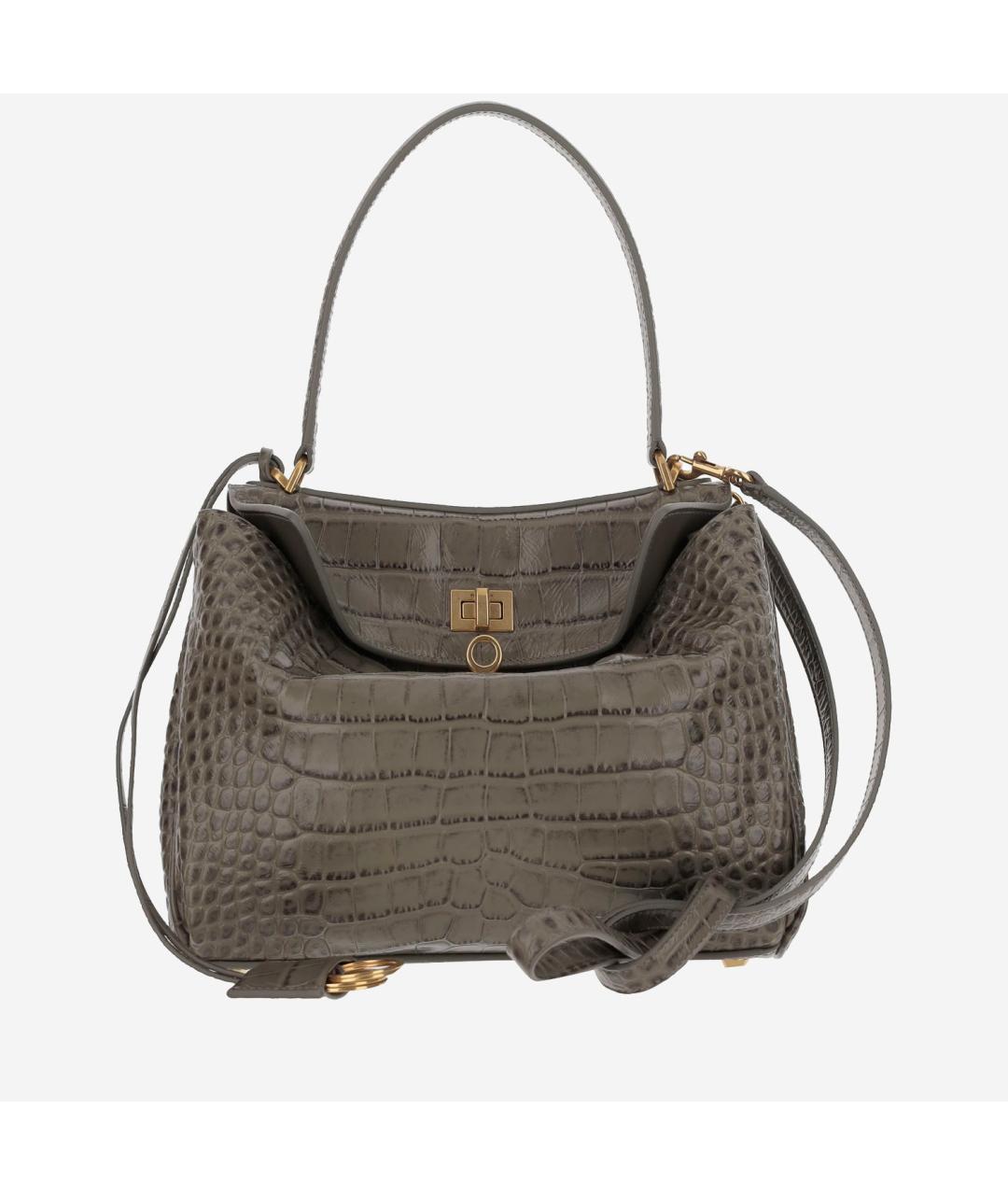 BALENCIAGA Хаки кожаная сумка тоут, фото 4