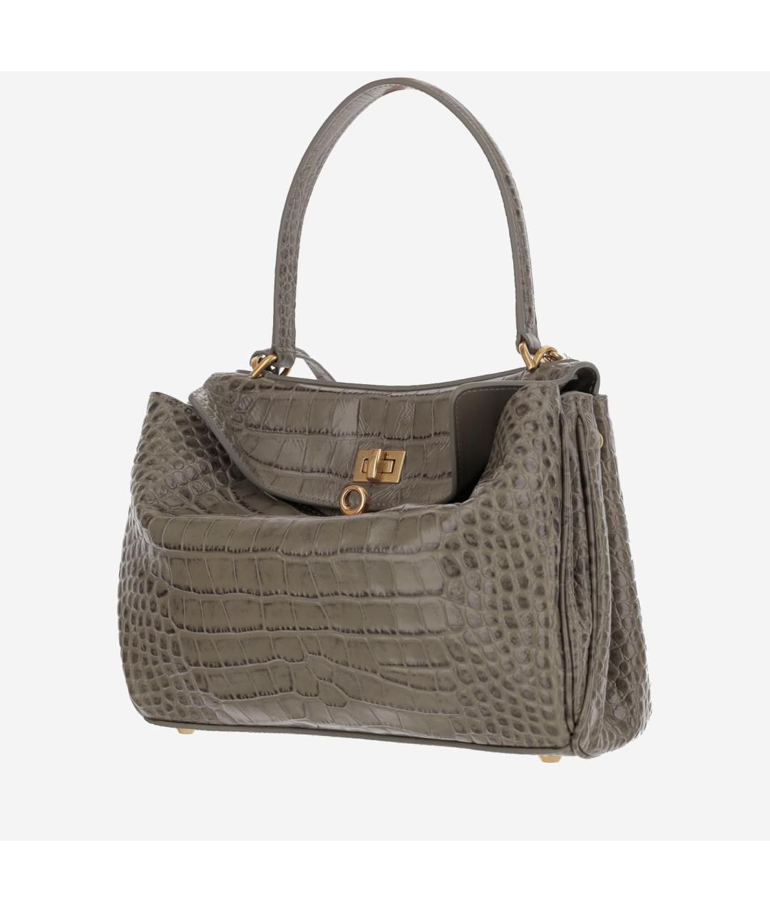 BALENCIAGA Хаки кожаная сумка тоут, фото 2