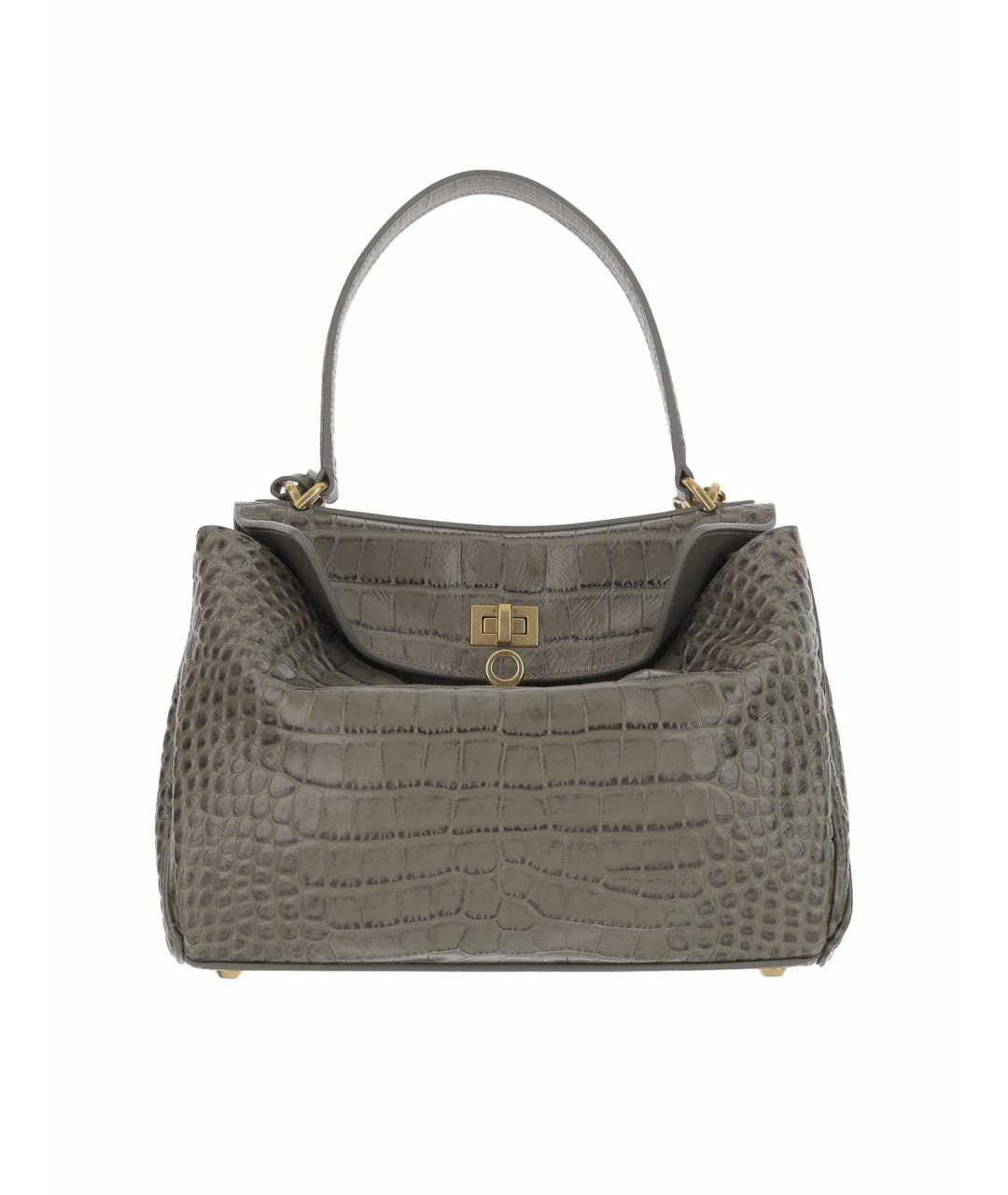 BALENCIAGA Хаки кожаная сумка тоут, фото 1