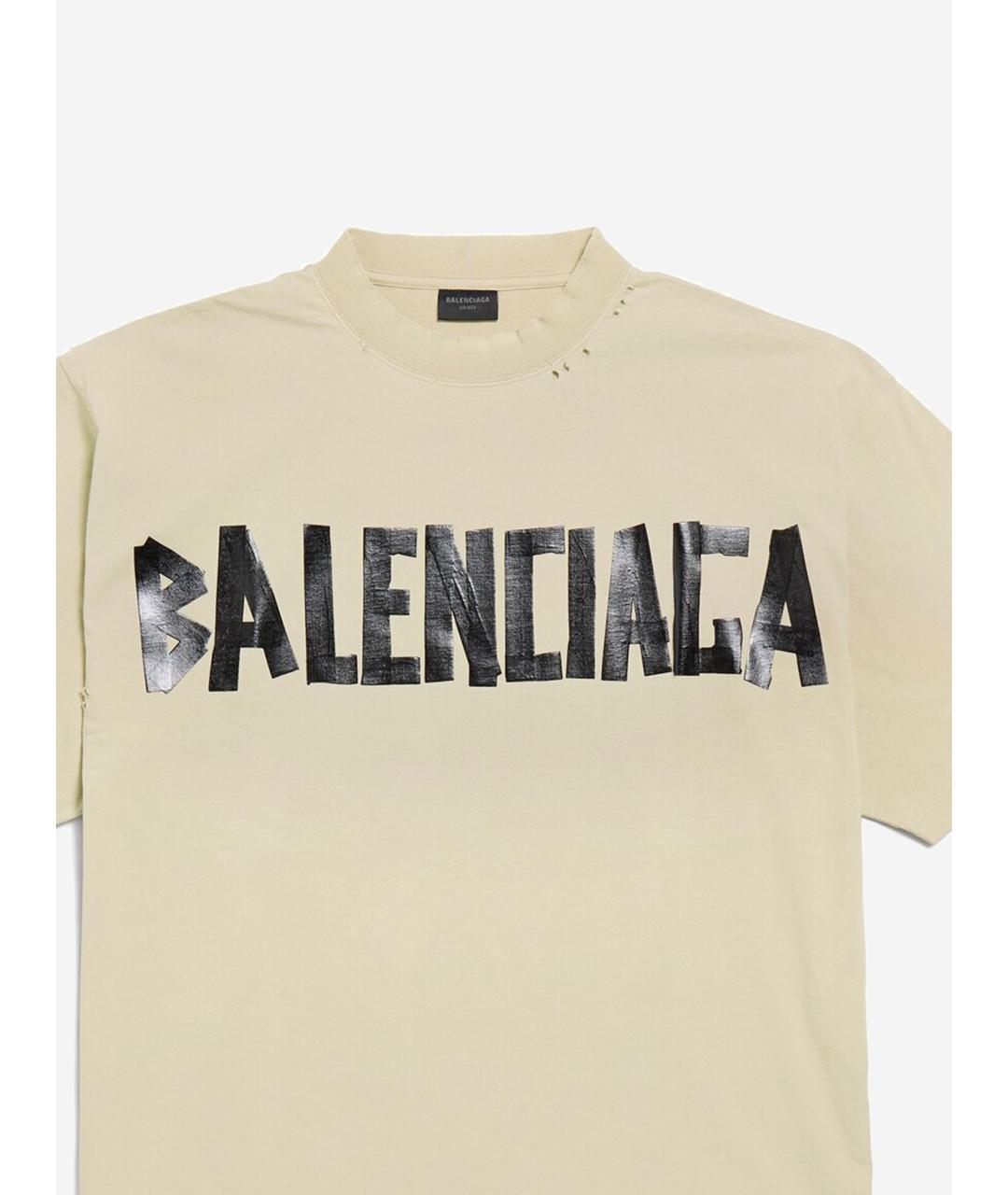BALENCIAGA Бежевая хлопковая футболка, фото 3