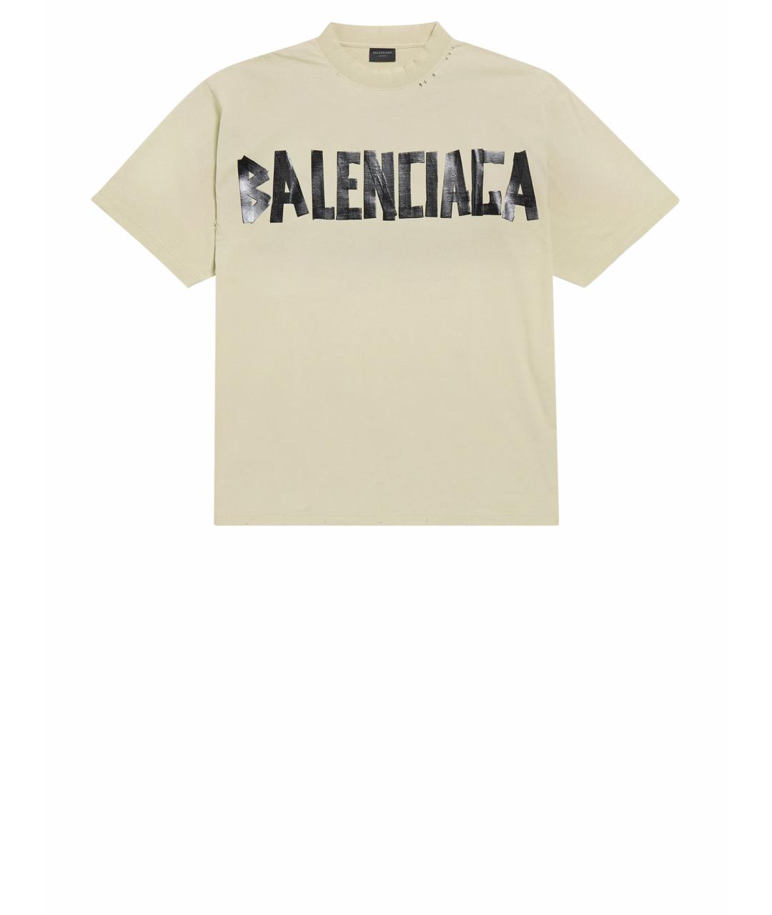 BALENCIAGA Бежевая хлопковая футболка, фото 1