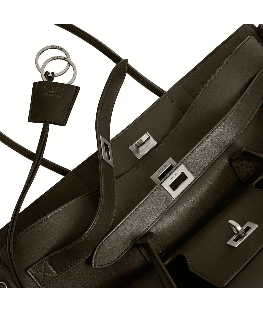 BALENCIAGA Хаки кожаная сумка тоут, фото 5