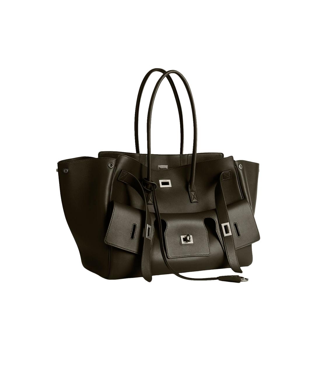 BALENCIAGA Хаки кожаная сумка тоут, фото 2
