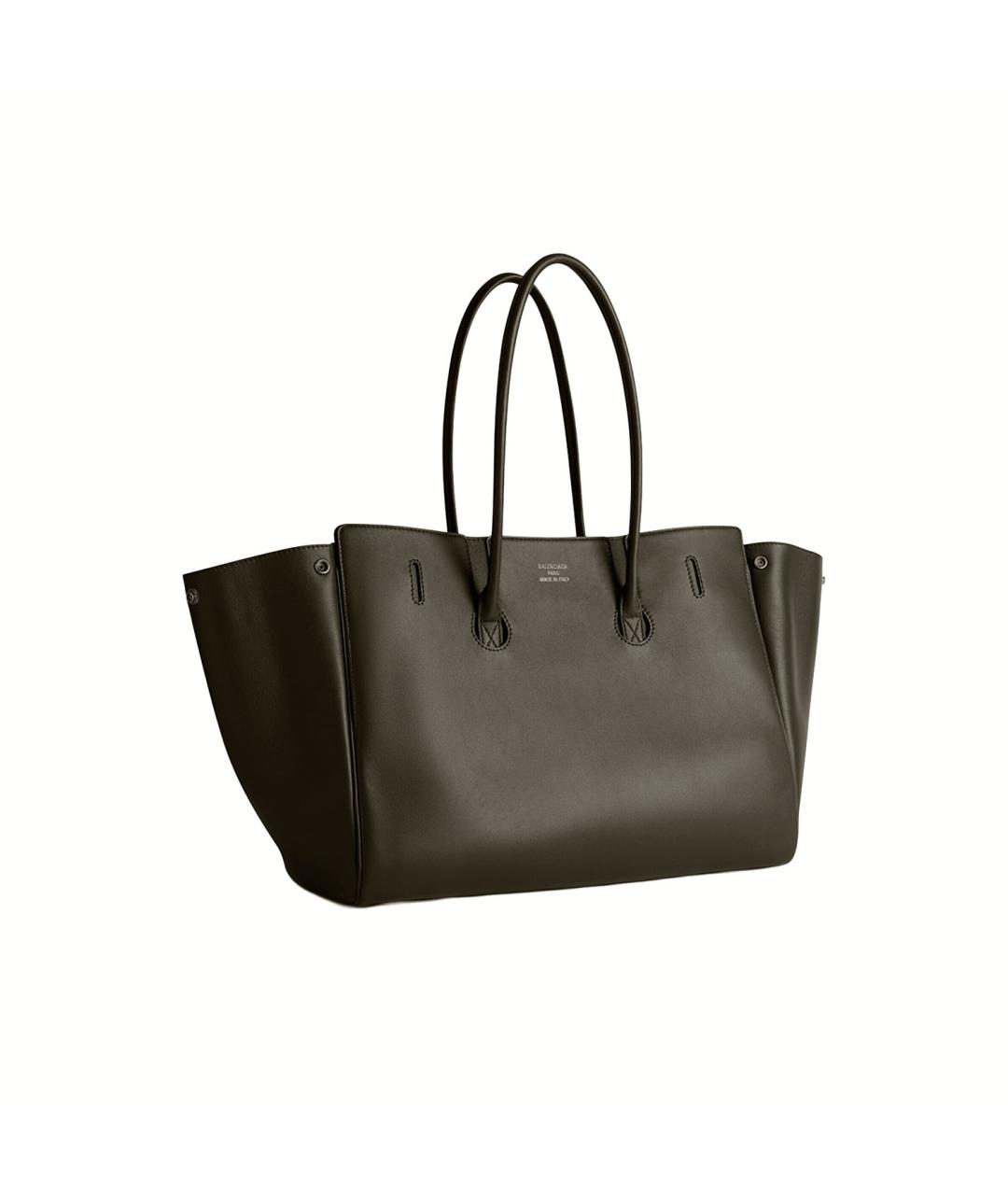 BALENCIAGA Хаки кожаная сумка тоут, фото 3