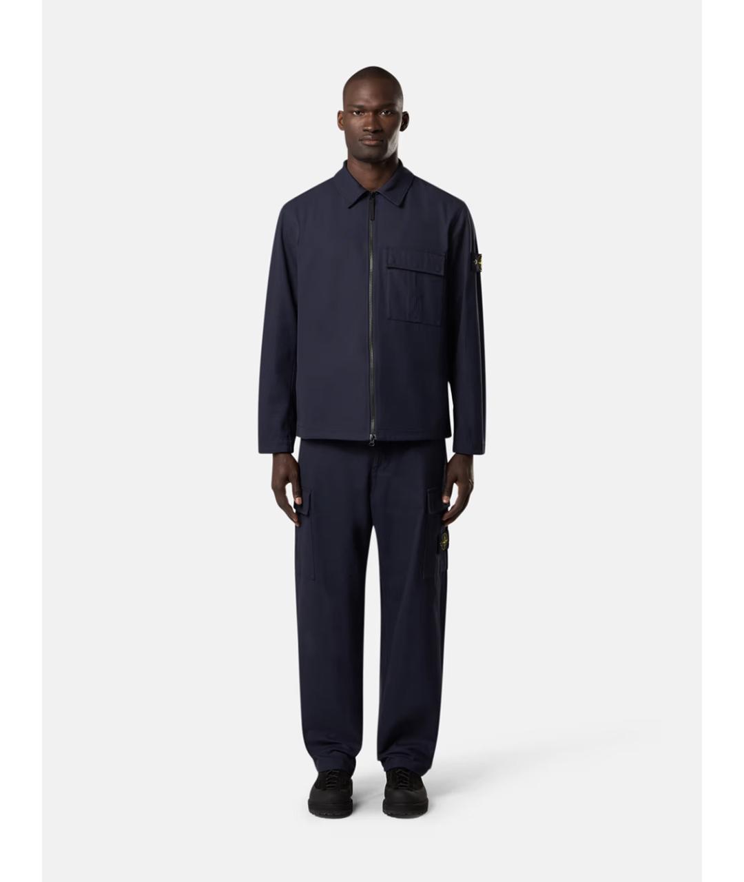STONE ISLAND Темно-синяя хлопковая куртка, фото 2