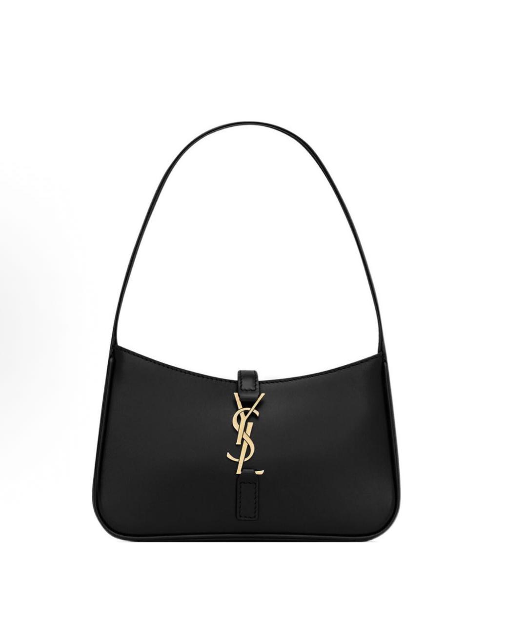SAINT LAURENT Черная кожаная сумка с короткими ручками, фото 5