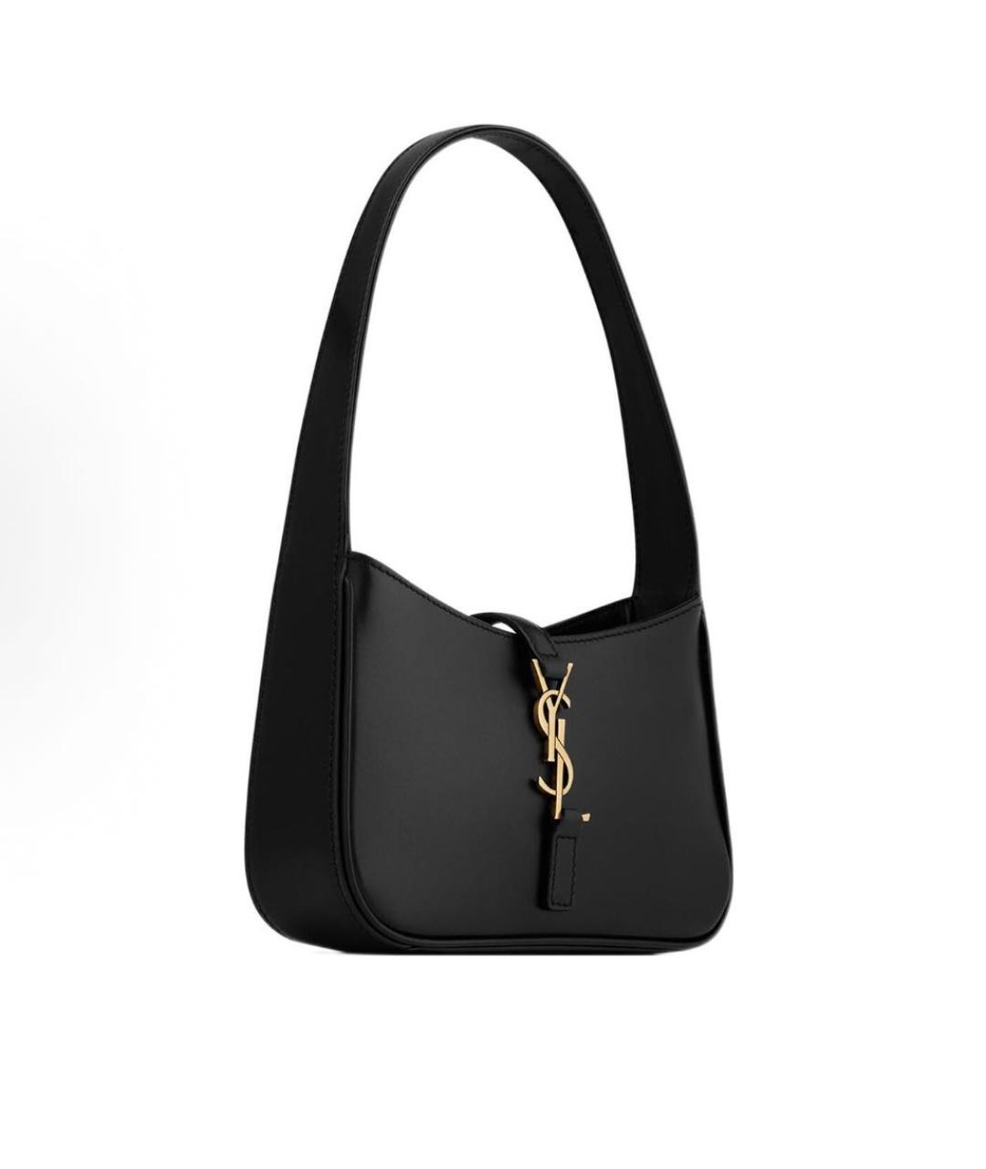 SAINT LAURENT Черная кожаная сумка с короткими ручками, фото 4
