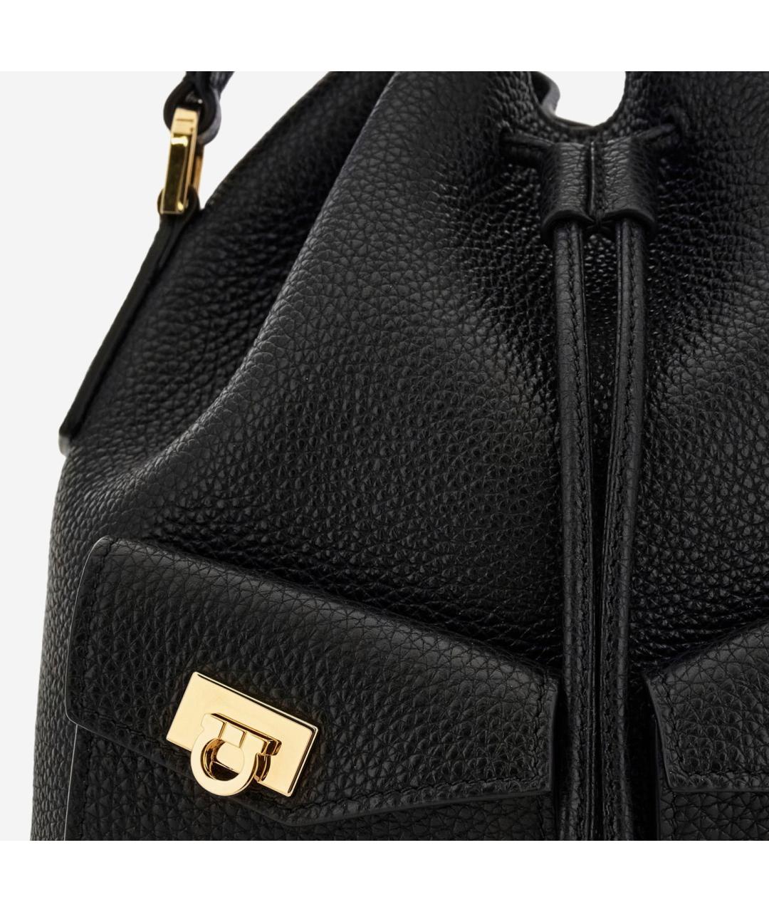 FERRAGAMO Черная кожаная сумка с короткими ручками, фото 6