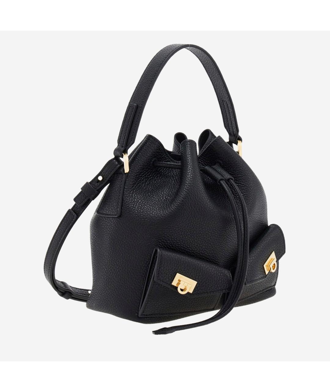 FERRAGAMO Черная кожаная сумка с короткими ручками, фото 2