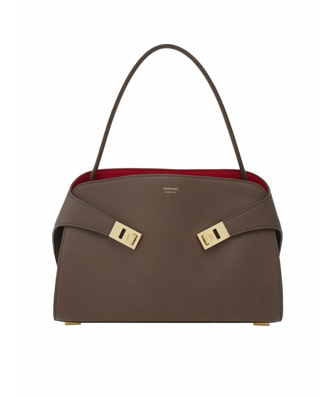 FERRAGAMO Коричневая кожаная сумка тоут, фото 1