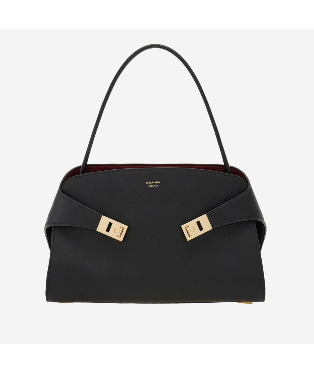 FERRAGAMO Черная кожаная сумка тоут, фото 6