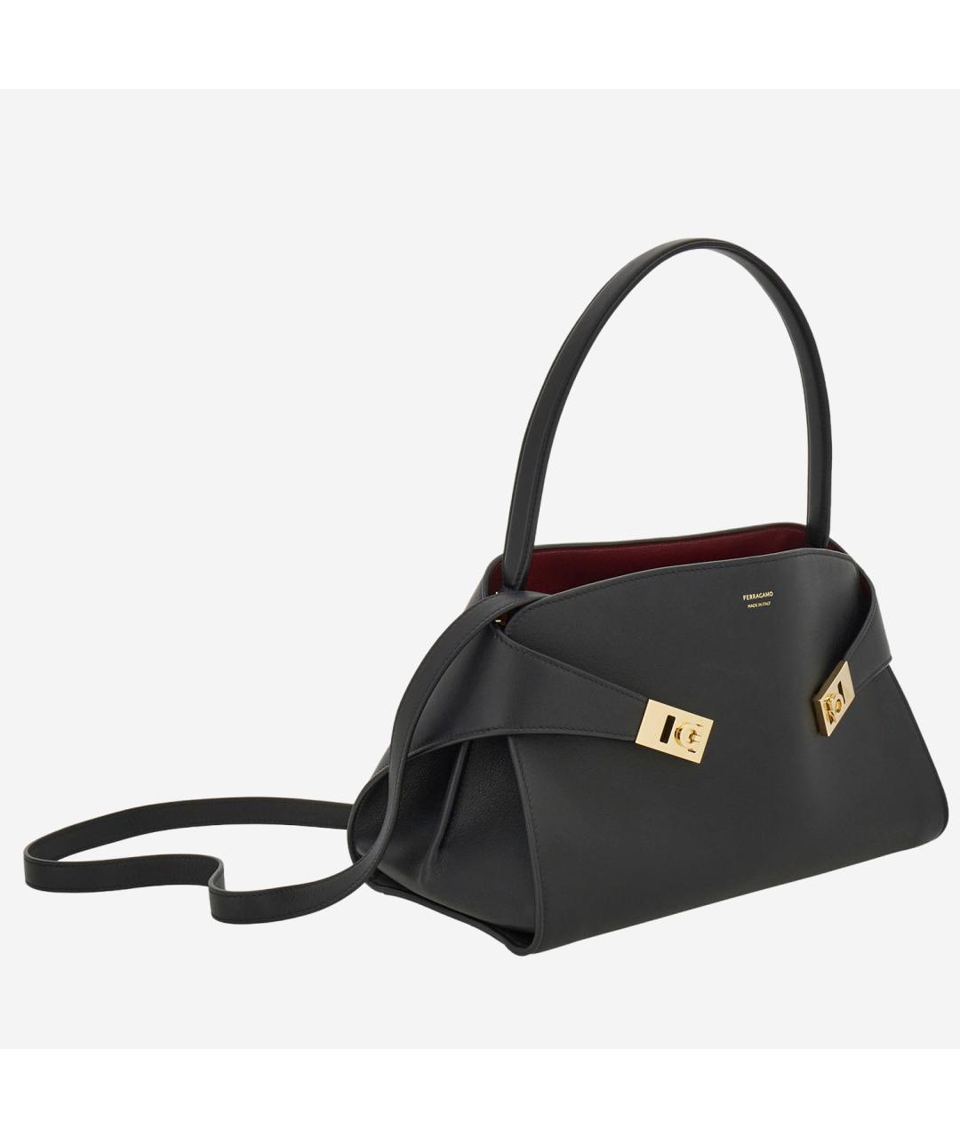 FERRAGAMO Черная кожаная сумка тоут, фото 5