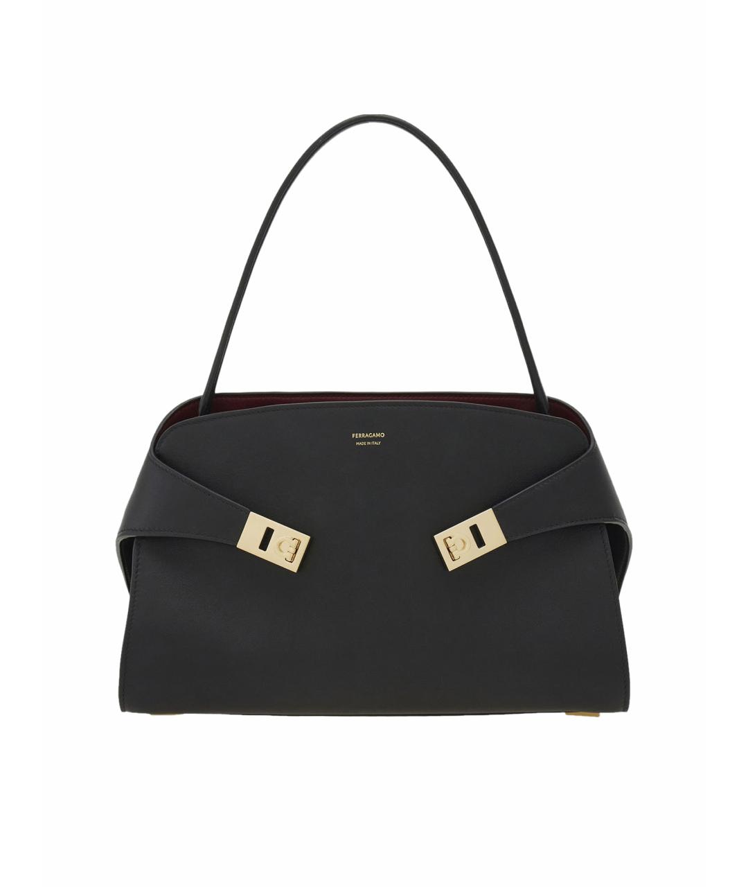 FERRAGAMO Черная кожаная сумка тоут, фото 1