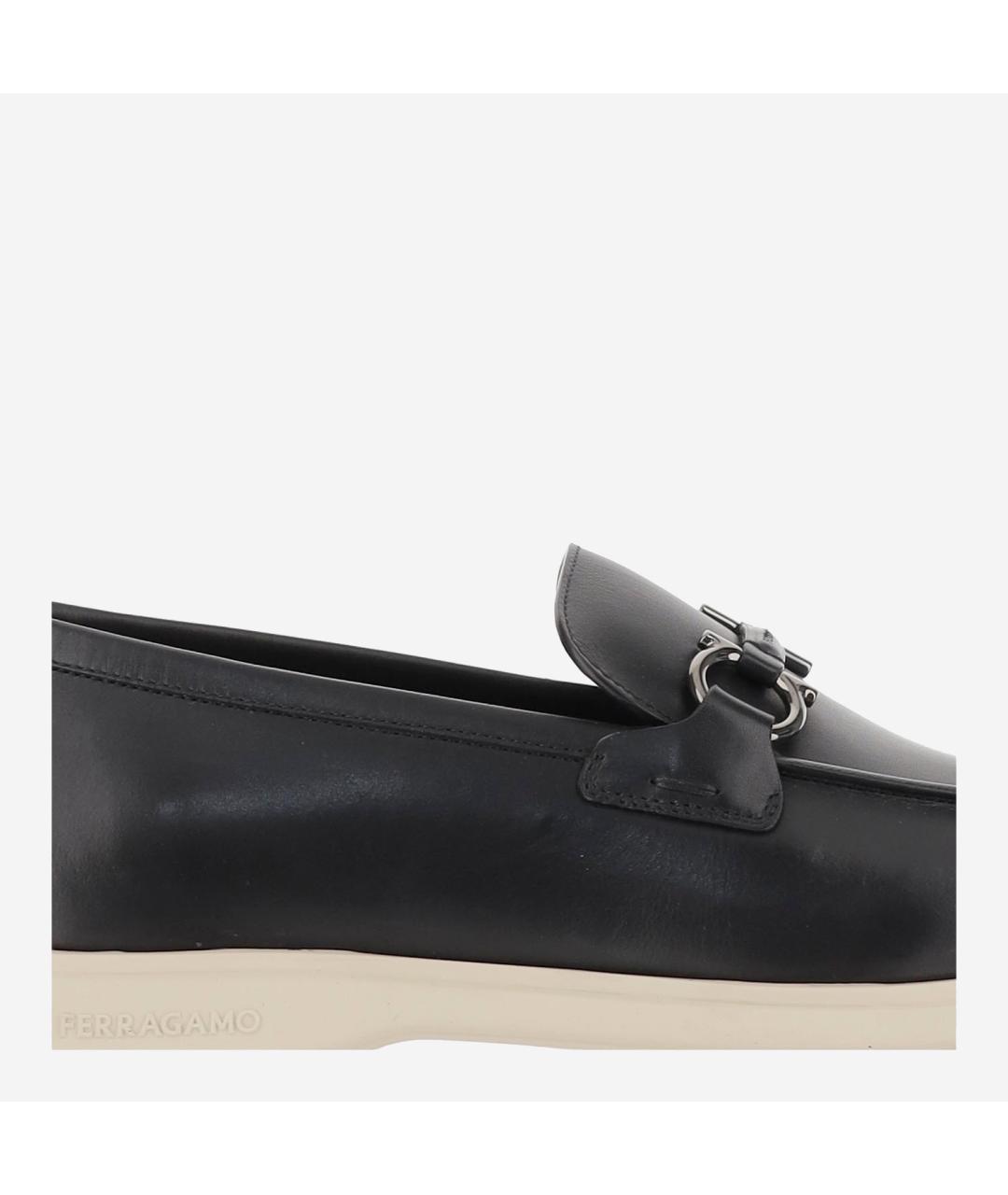 FERRAGAMO Черные кожаные лоферы, фото 5