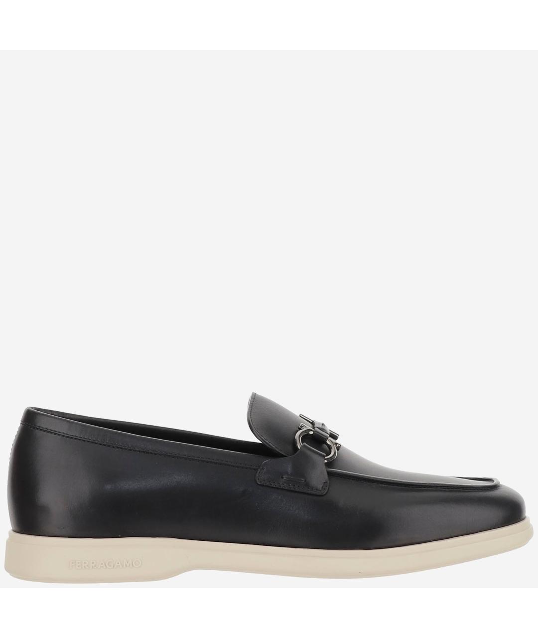 FERRAGAMO Черные кожаные лоферы, фото 6