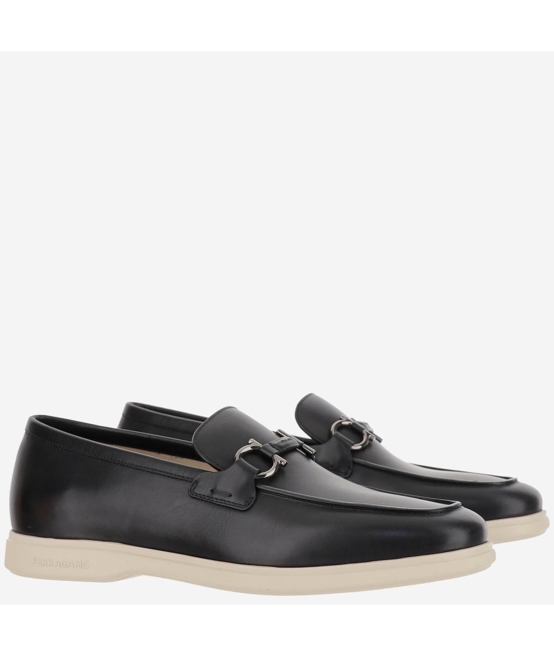 FERRAGAMO Черные кожаные лоферы, фото 3