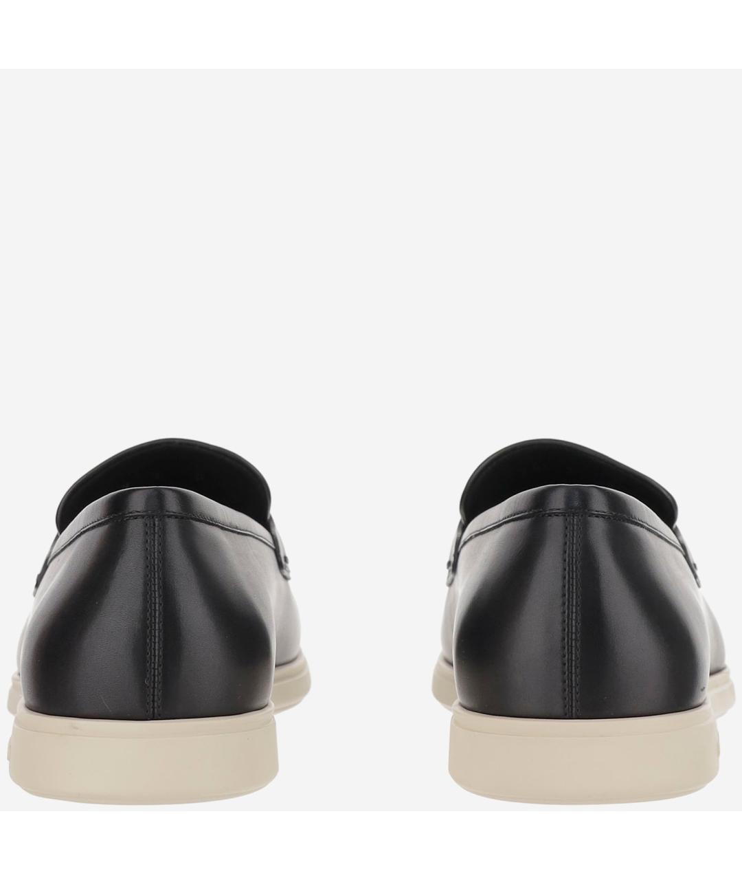 FERRAGAMO Черные кожаные лоферы, фото 4