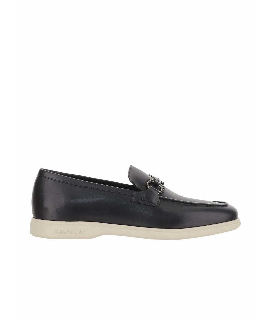 FERRAGAMO Черные кожаные лоферы, фото 1