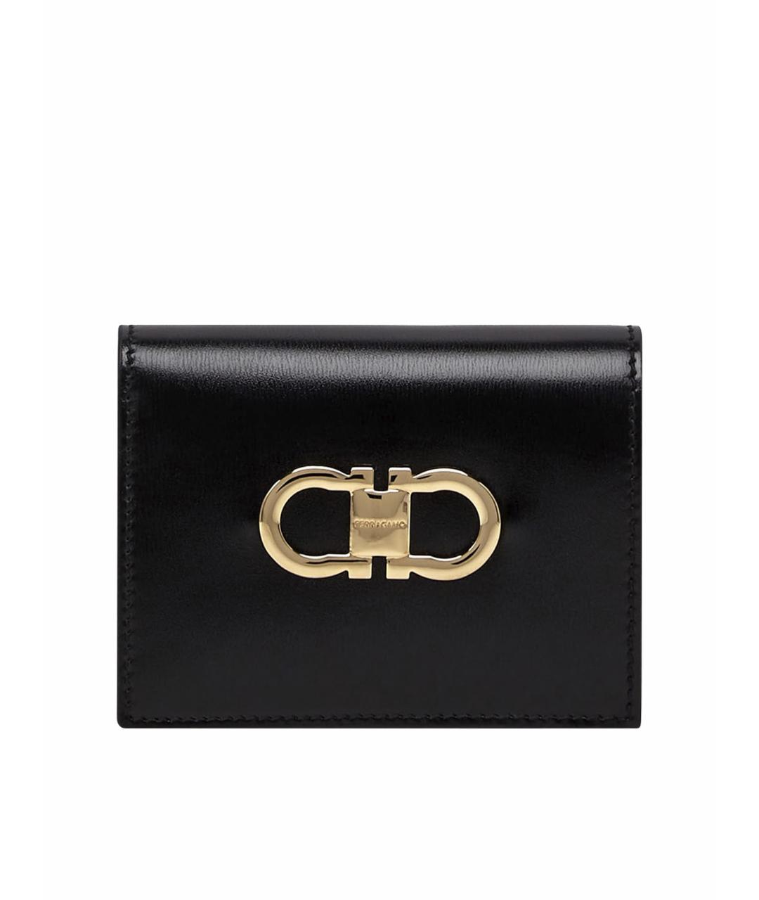 FERRAGAMO Черный кожаный кошелек, фото 1