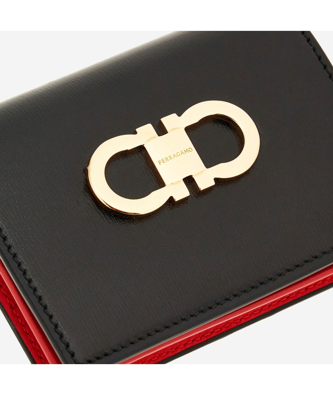 FERRAGAMO Черный кожаный кошелек, фото 5