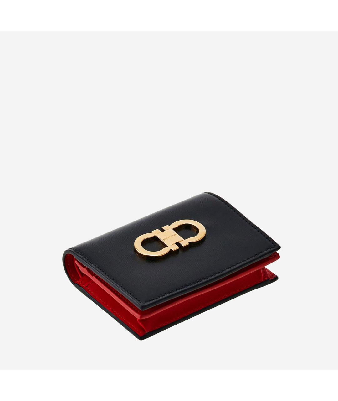 FERRAGAMO Черный кожаный кошелек, фото 2
