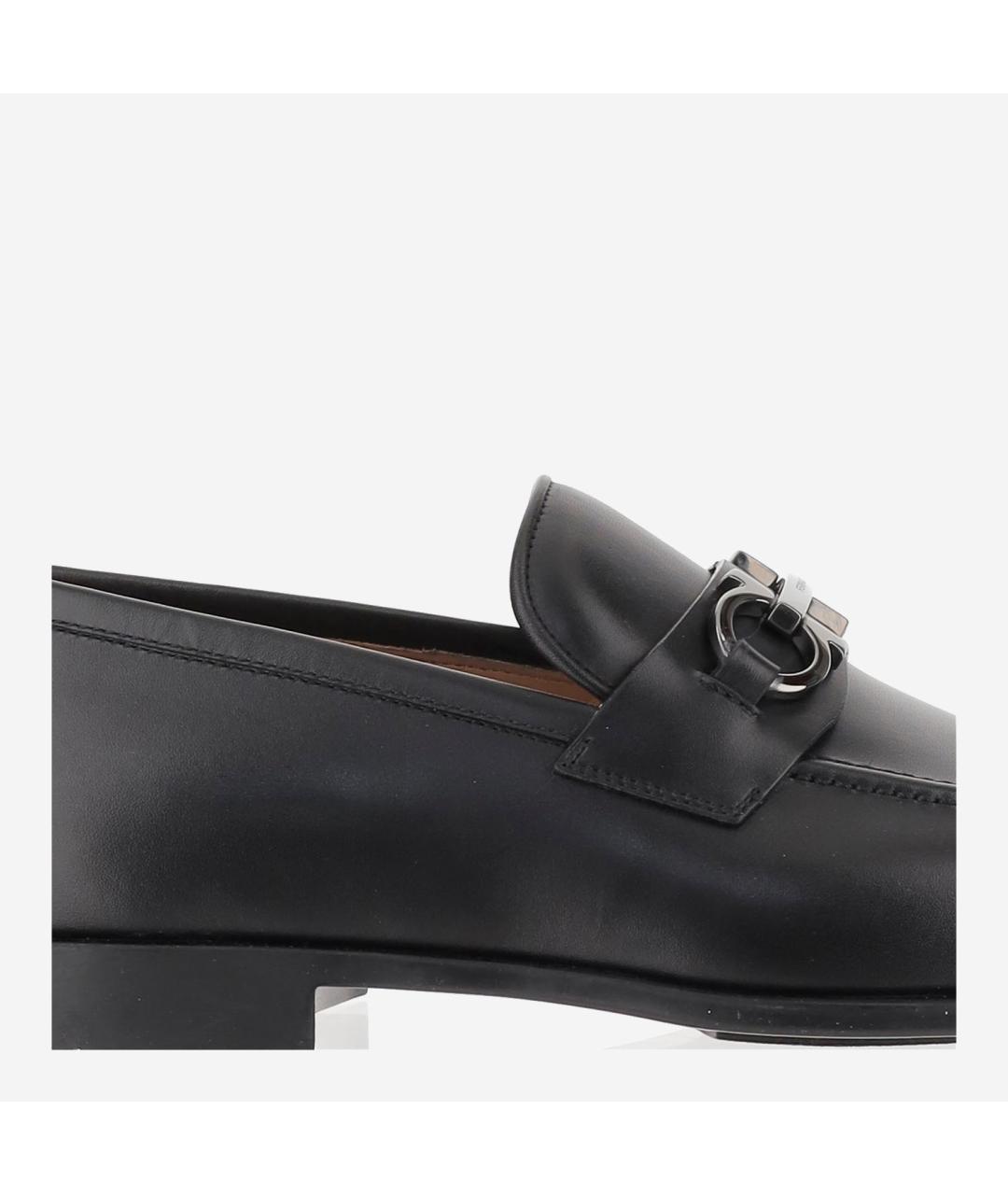 FERRAGAMO Черные кожаные лоферы, фото 5