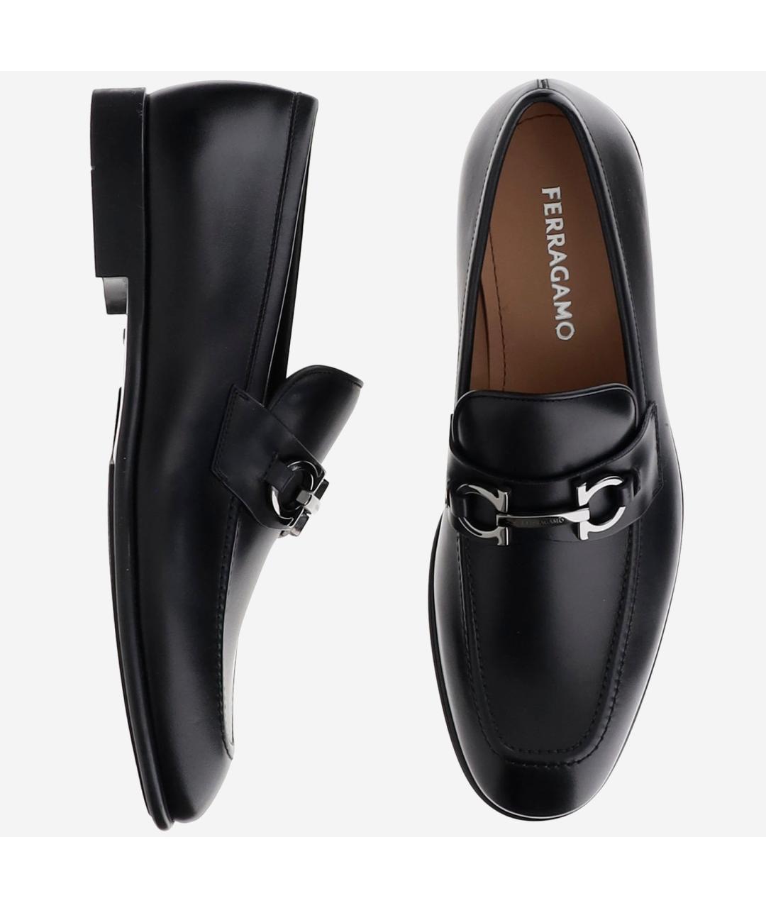 FERRAGAMO Черные кожаные лоферы, фото 2