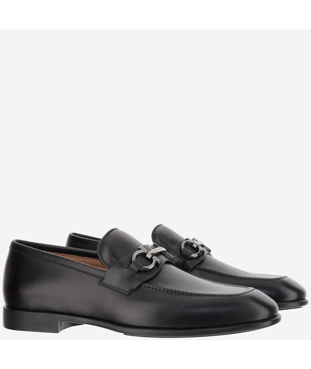 FERRAGAMO Черные кожаные лоферы, фото 3