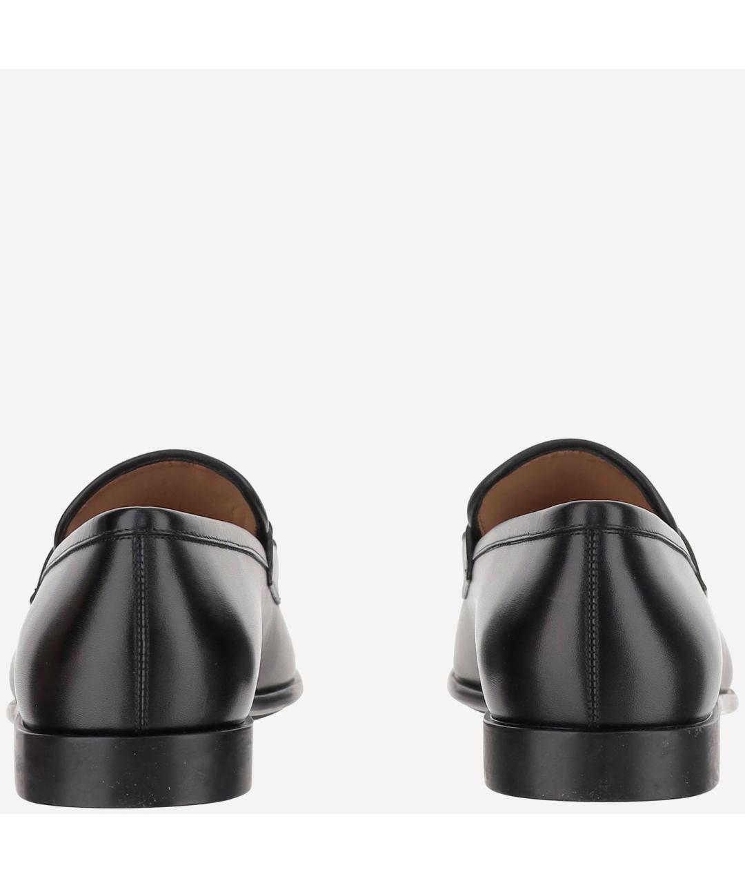 FERRAGAMO Черные кожаные лоферы, фото 4