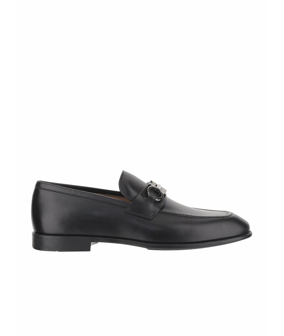 FERRAGAMO Черные кожаные лоферы, фото 1