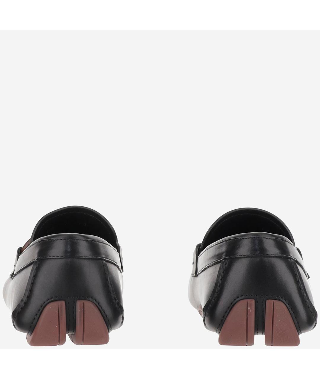 FERRAGAMO Черные кожаные лоферы, фото 4