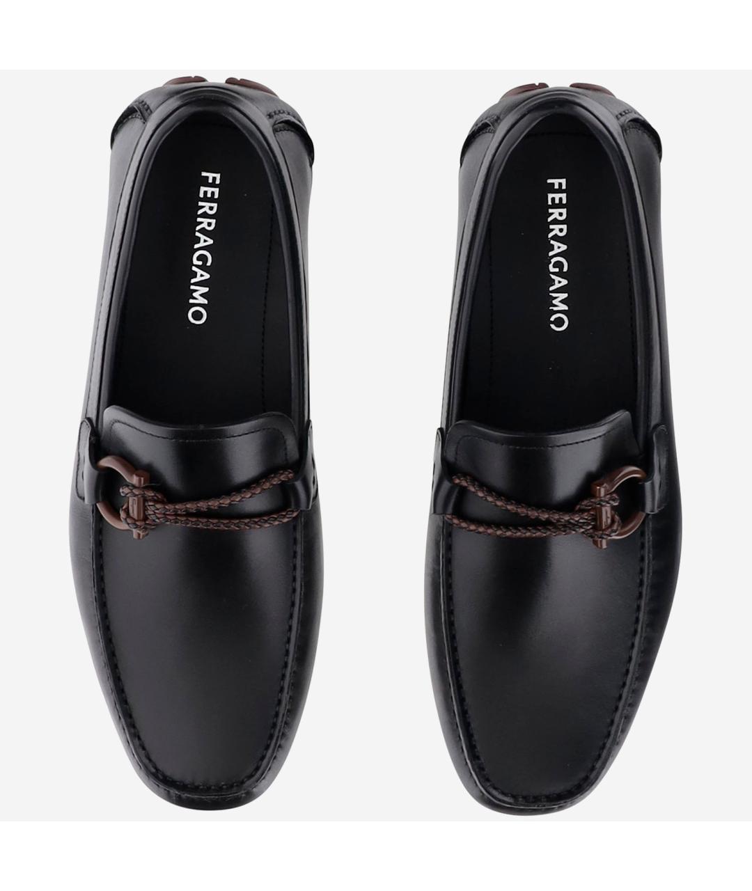FERRAGAMO Черные кожаные лоферы, фото 2