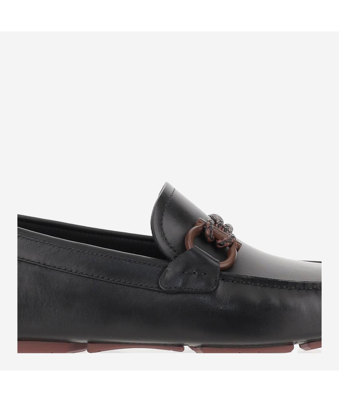 FERRAGAMO Черные кожаные лоферы, фото 5