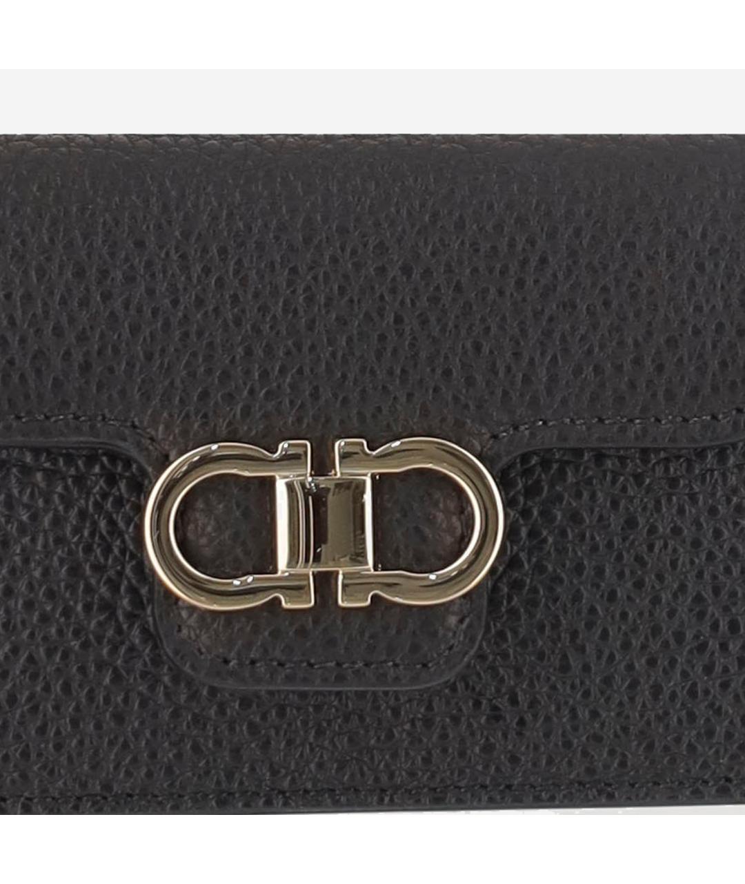 FERRAGAMO Черный кожаный кошелек, фото 4