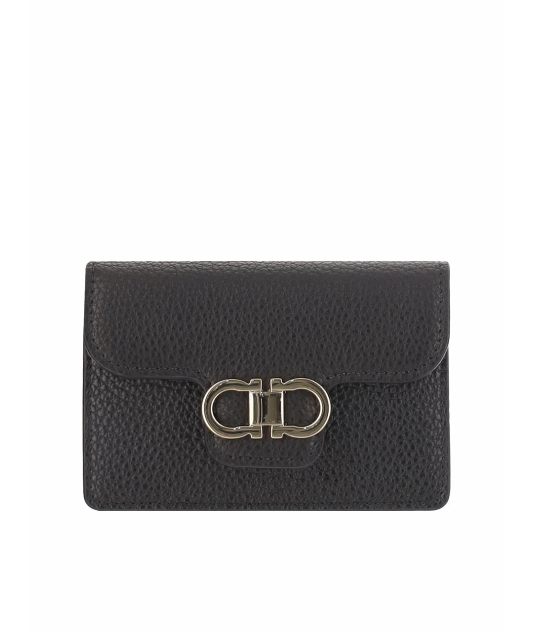 FERRAGAMO Черный кожаный кошелек, фото 1