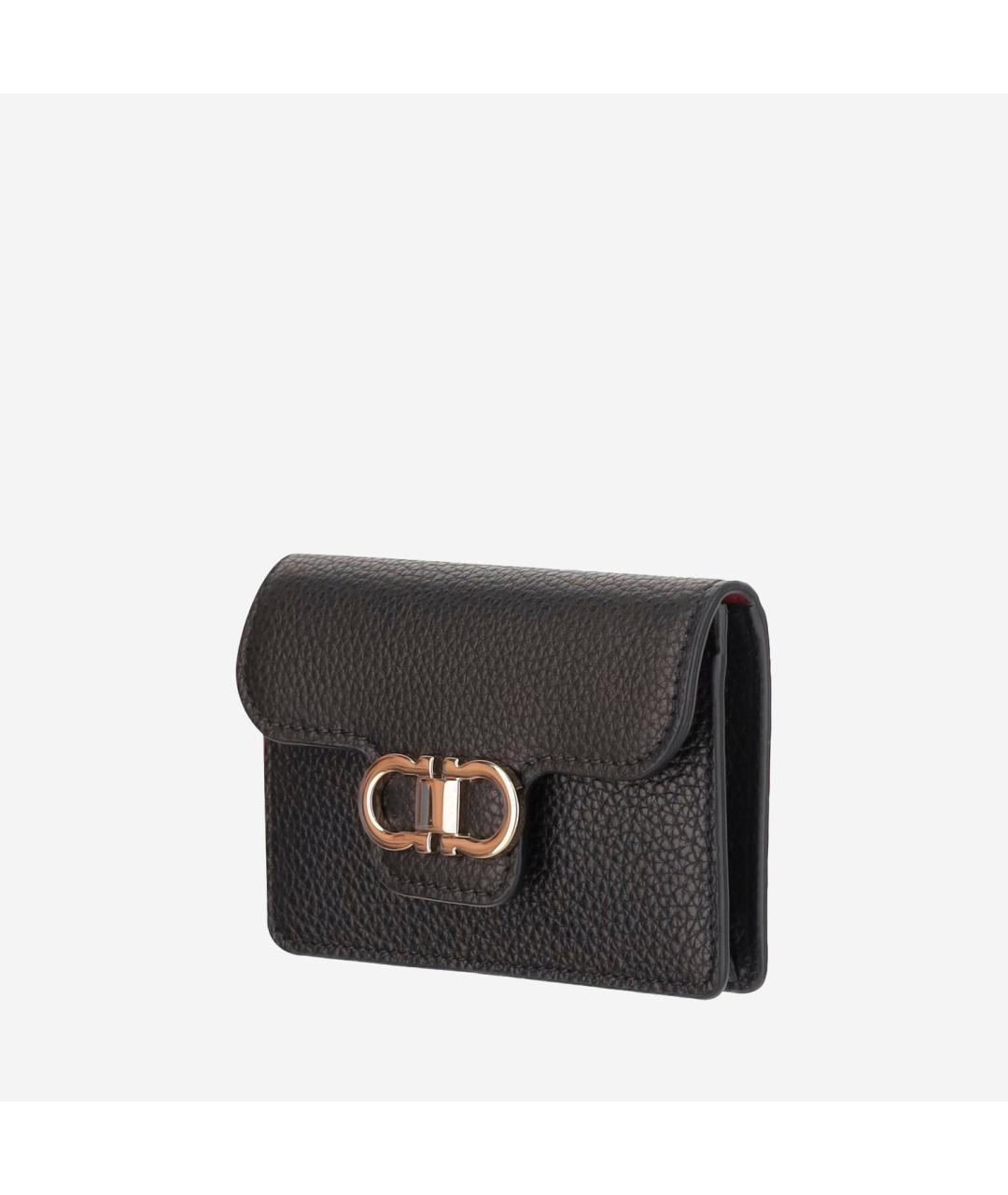 FERRAGAMO Черный кожаный кошелек, фото 2