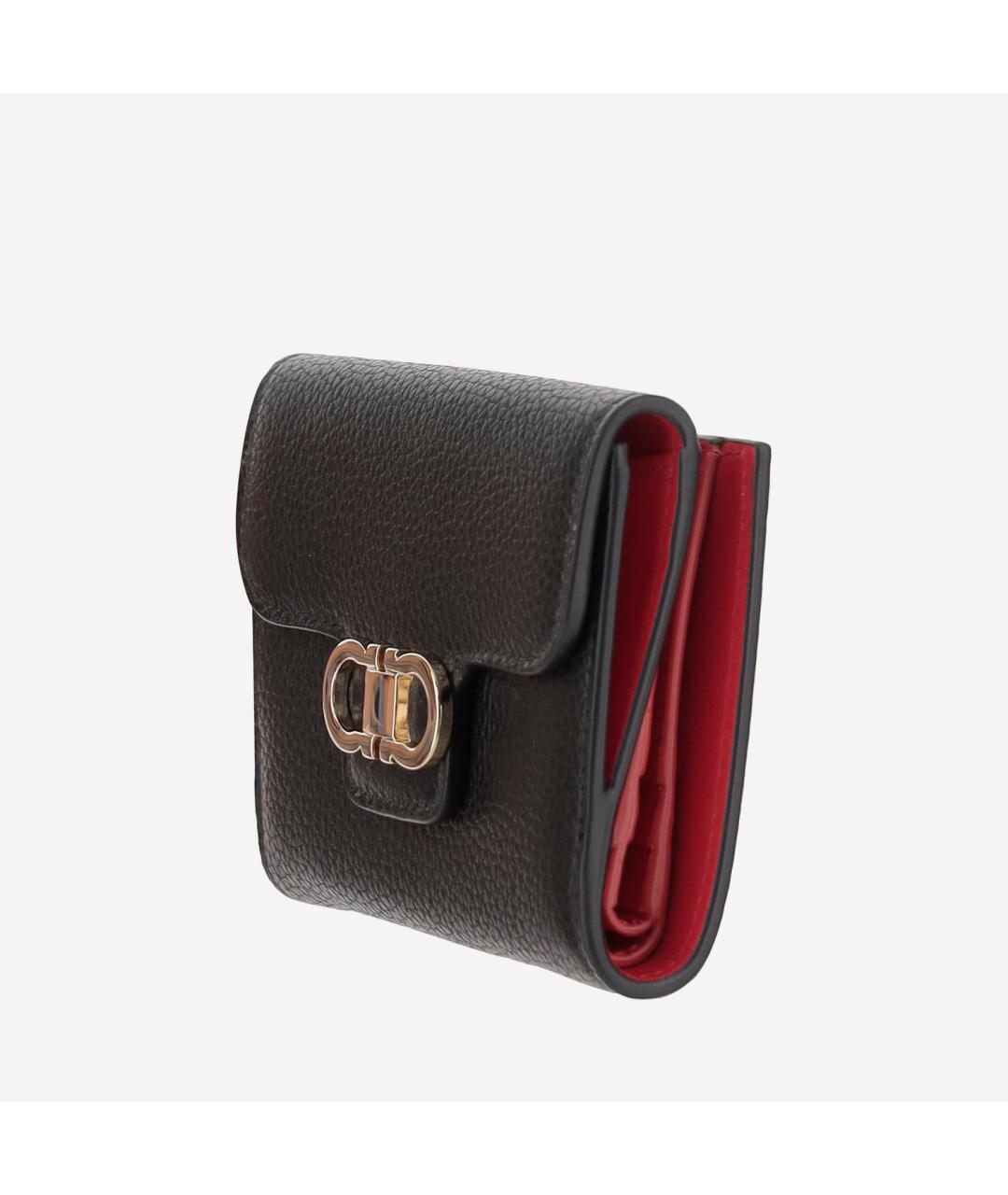 FERRAGAMO Черный кожаный кошелек, фото 2