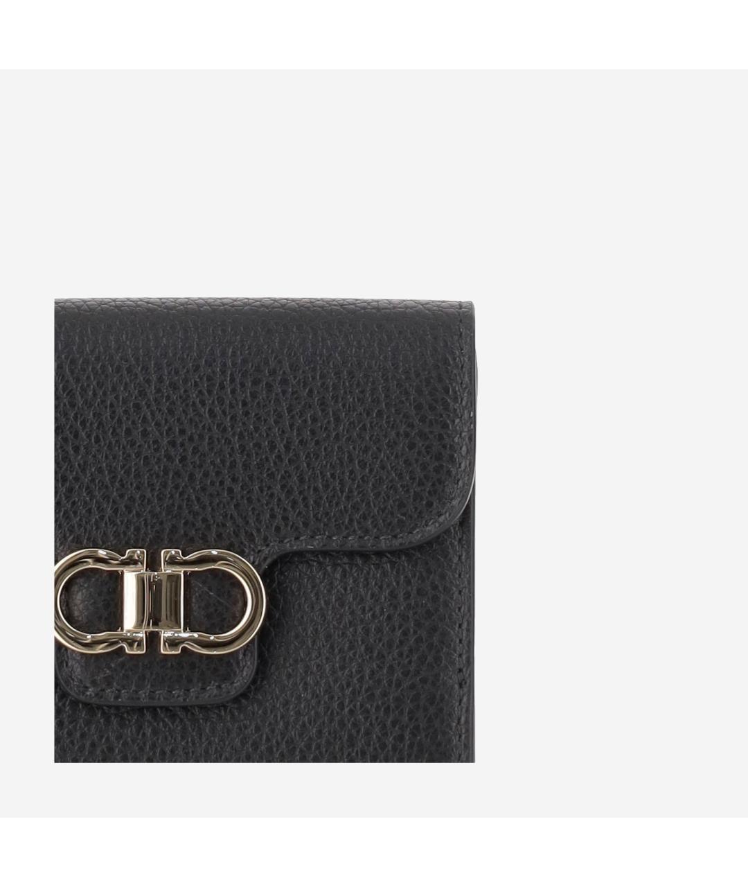FERRAGAMO Черный кожаный кошелек, фото 4