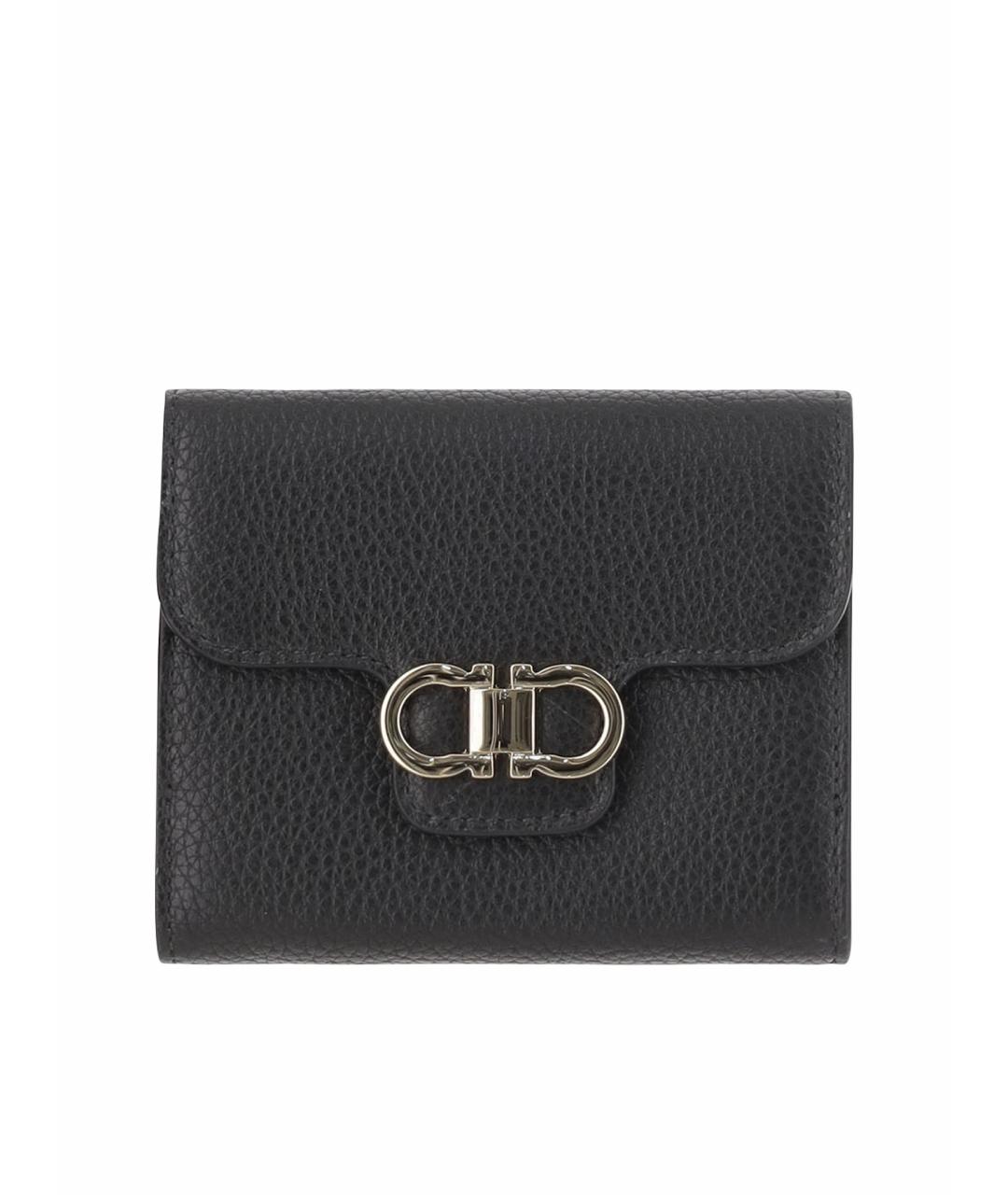 FERRAGAMO Черный кожаный кошелек, фото 1