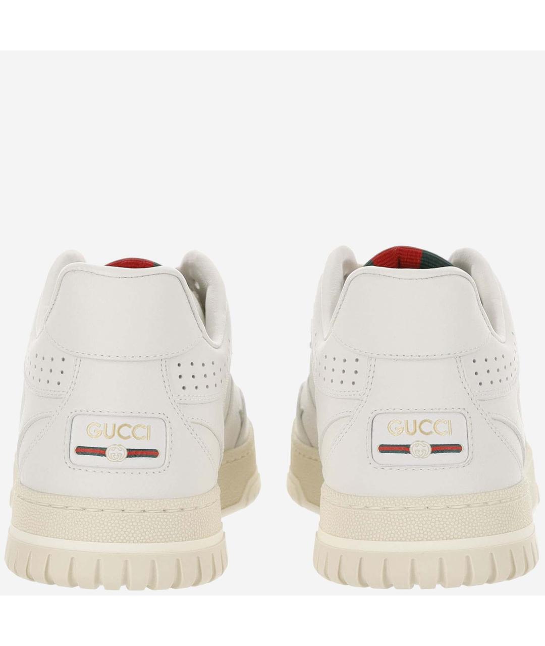 GUCCI Белые кожаные низкие кроссовки / кеды, фото 4