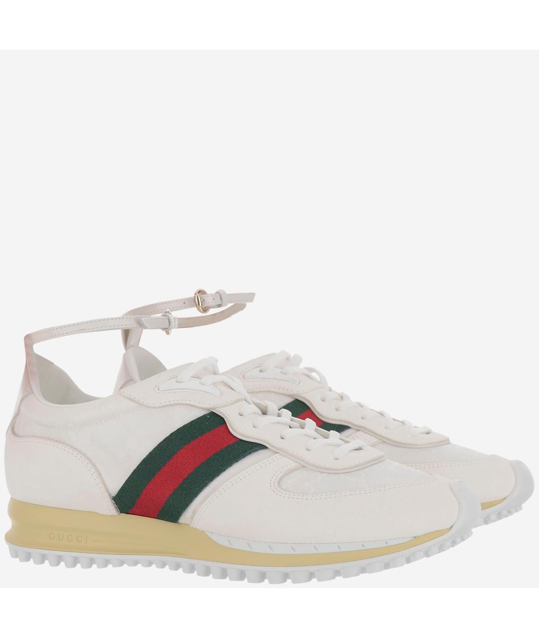 GUCCI Белые кожаные кроссовки, фото 3