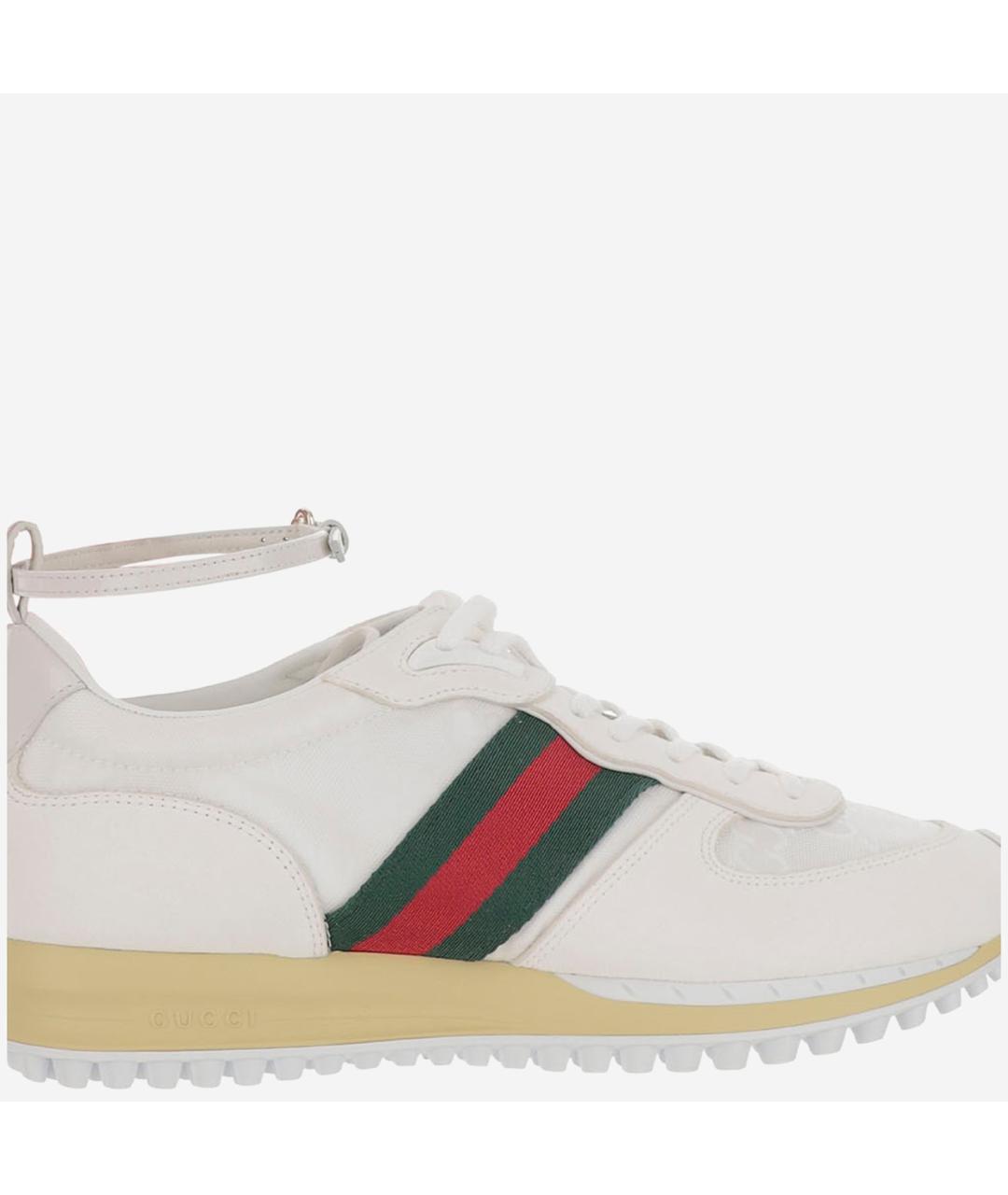 GUCCI Белые кожаные кроссовки, фото 5