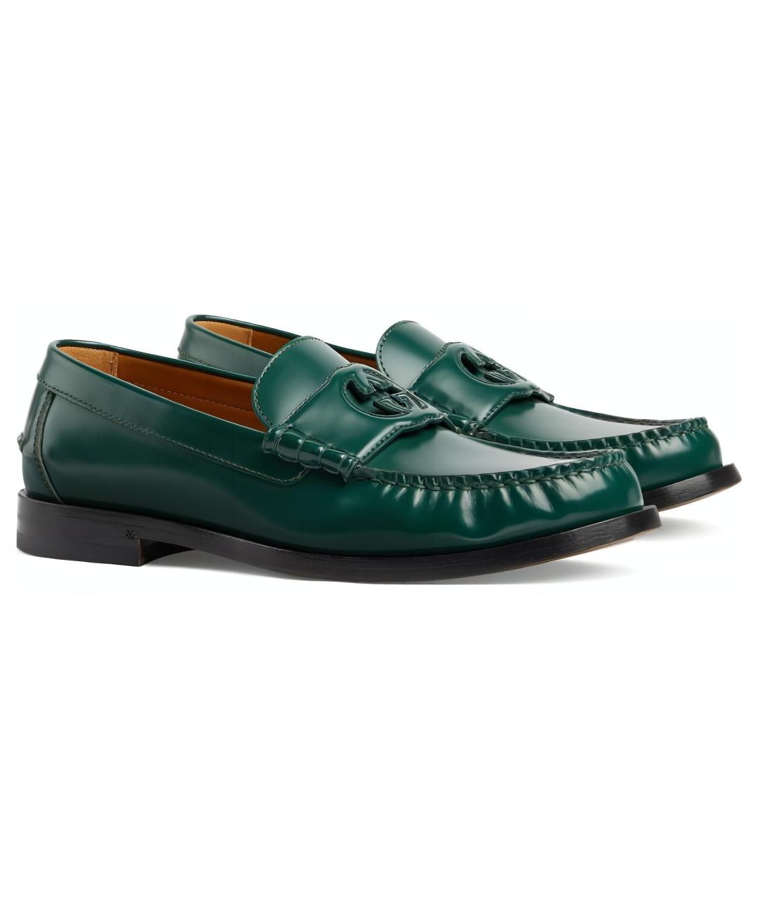 GUCCI Зеленые кожаные лоферы, фото 5