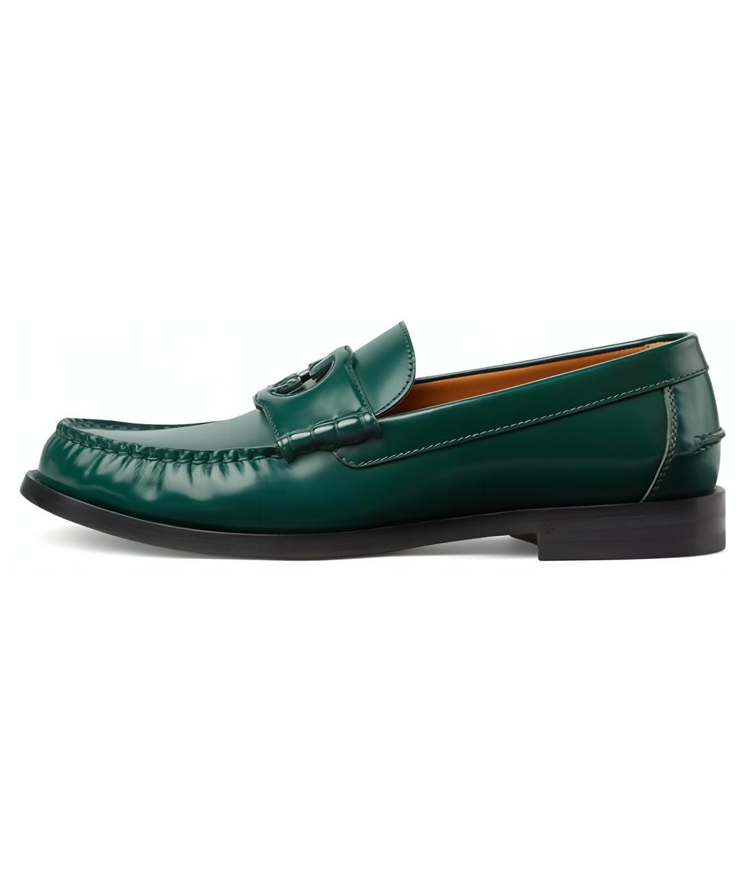 GUCCI Зеленые кожаные лоферы, фото 2