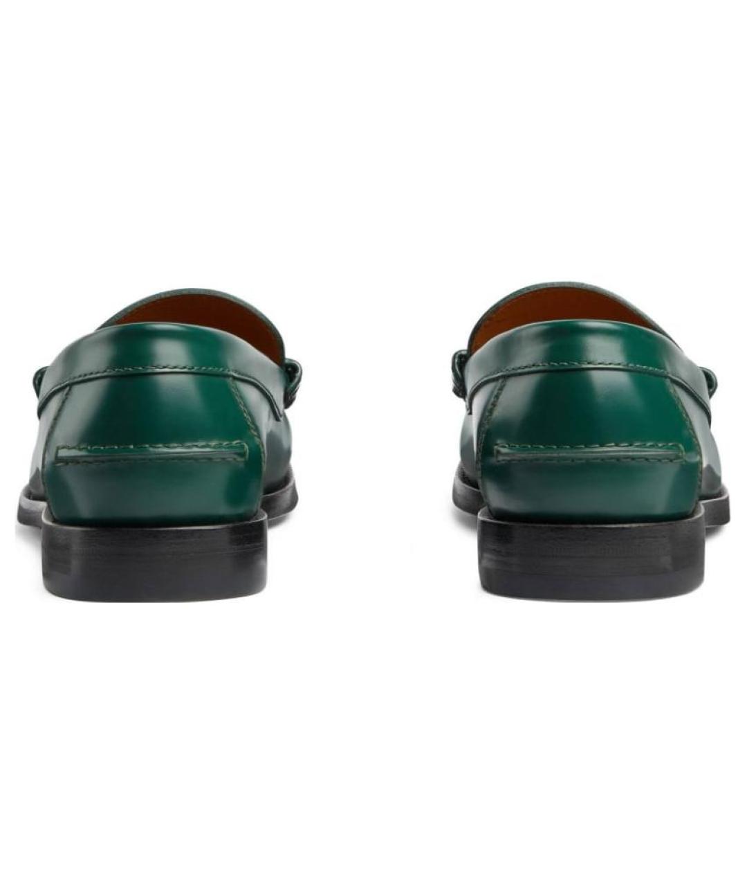GUCCI Зеленые кожаные лоферы, фото 4