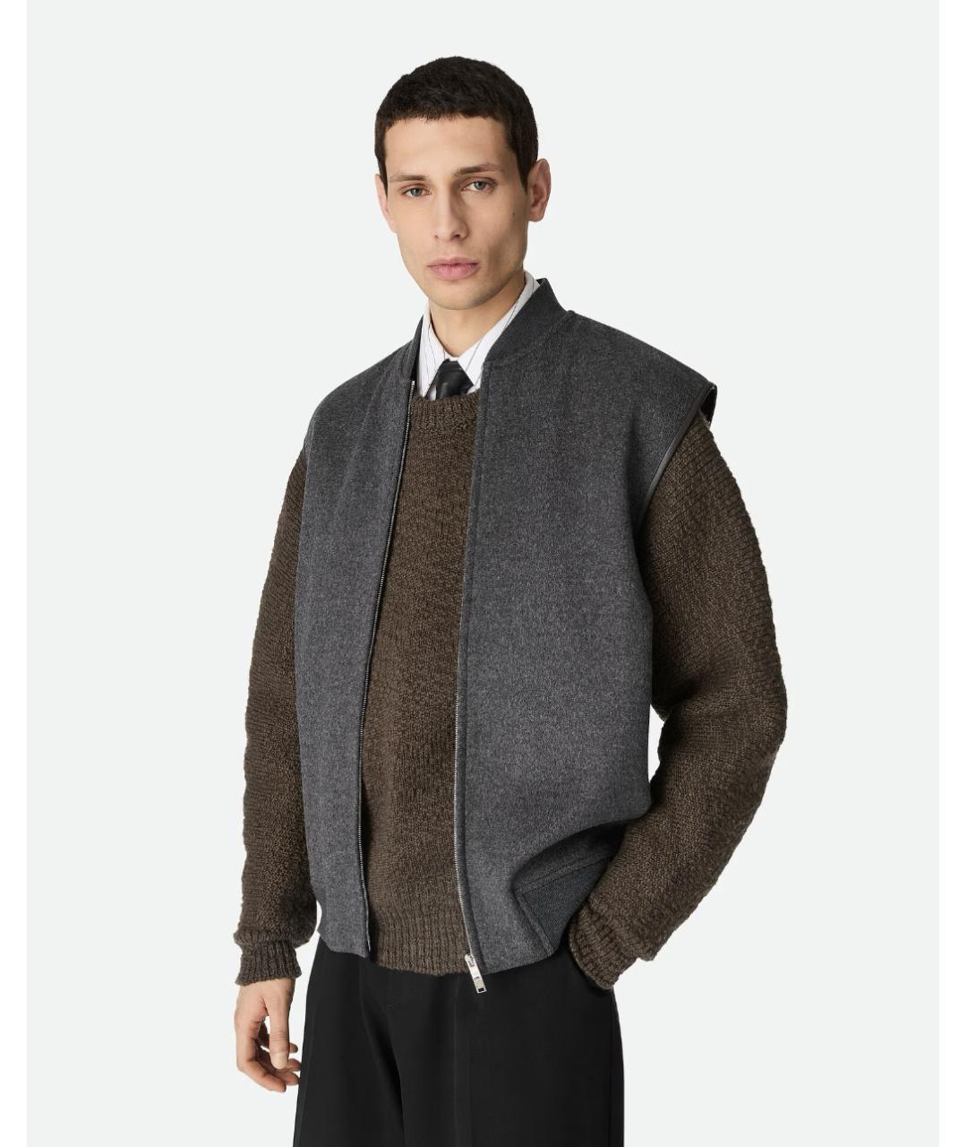 BOTTEGA VENETA Серый шерстяной жилет, фото 5