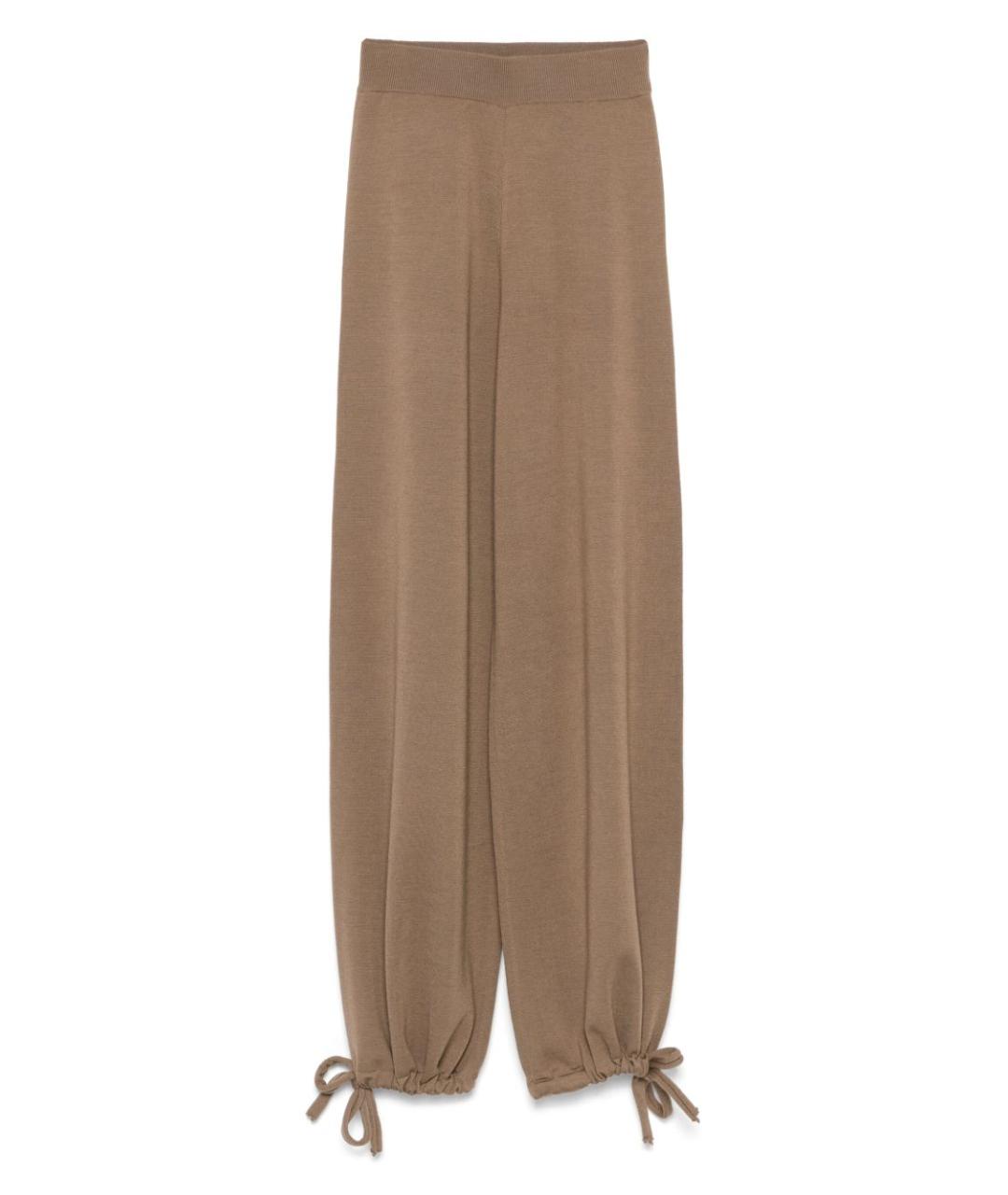 MAX MARA Бежевые шерстяные прямые брюки, фото 1