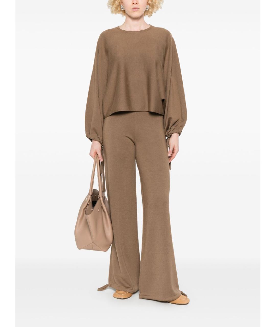 MAX MARA Бежевые шерстяные прямые брюки, фото 2