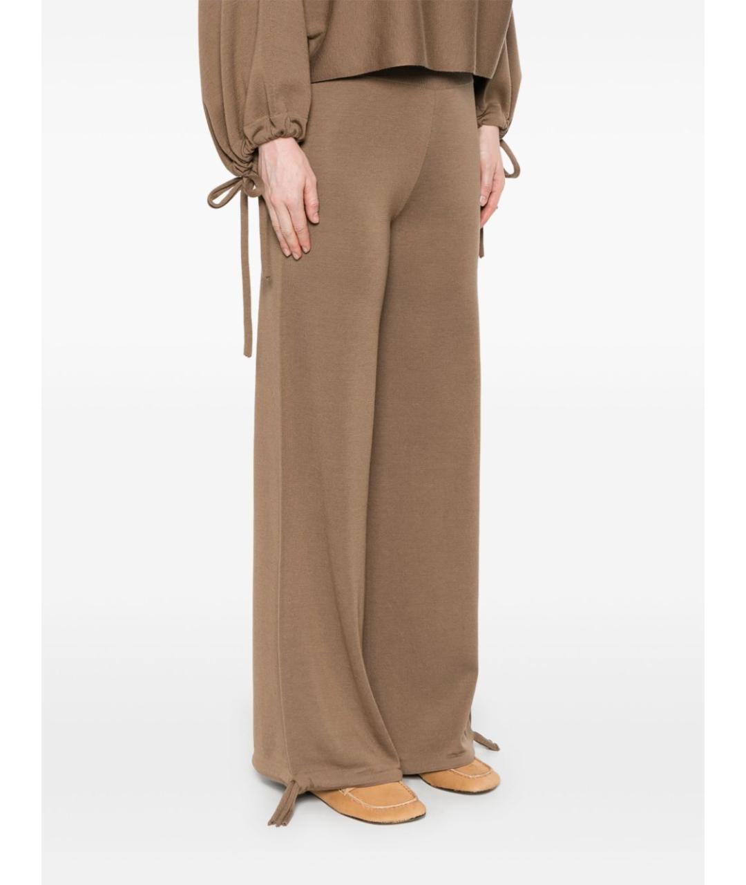 MAX MARA Бежевые шерстяные прямые брюки, фото 3